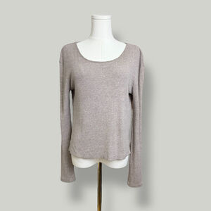 ASOS Top Women Size 4 Medium Brown Knitted Longsleeves Boatneck Stretchy